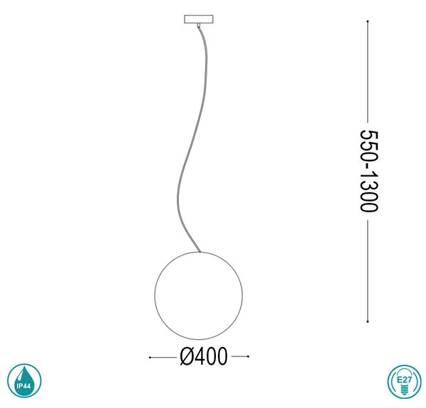 Φωτιστικό Κρεμαστό Εξωτερικού Χώρου Ideal Lux Sole 136004 D40