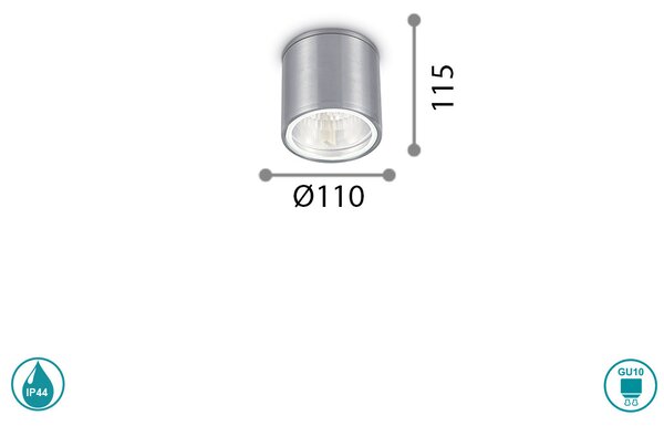 Φωτιστικό Σποτ Εξωτερικού Χώρου Ideal Lux Gun 092324 Ασημί