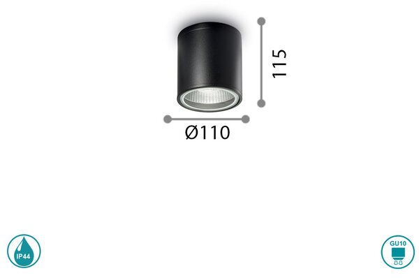 Φωτιστικό Σποτ Εξωτερικού Χώρου Ideal Lux Gun 122687 Μαύρο