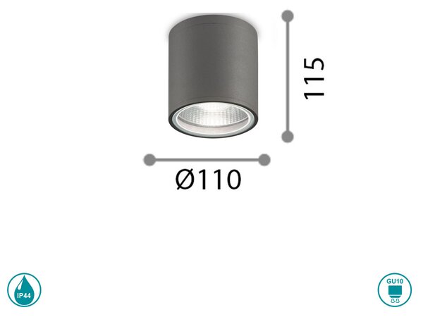 Φωτιστικό Σποτ Εξωτερικού Χώρου Ideal Lux Gun 236865 Ανθρακί