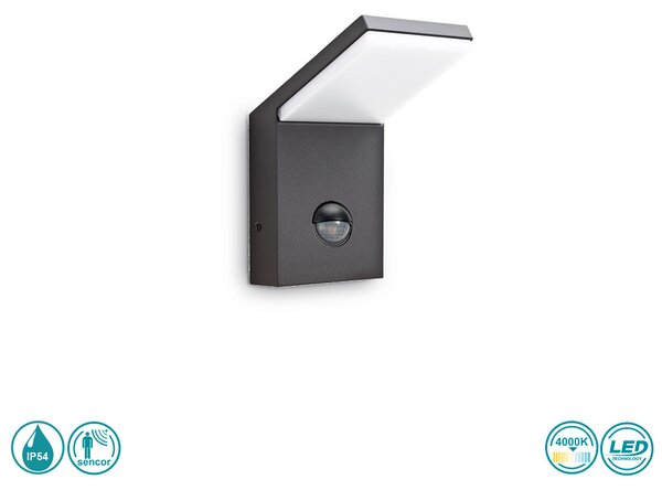 Απλίκα Εξωτερικού Χώρου Ideal Lux Style 221519 Ανθρακί 4000Κ
