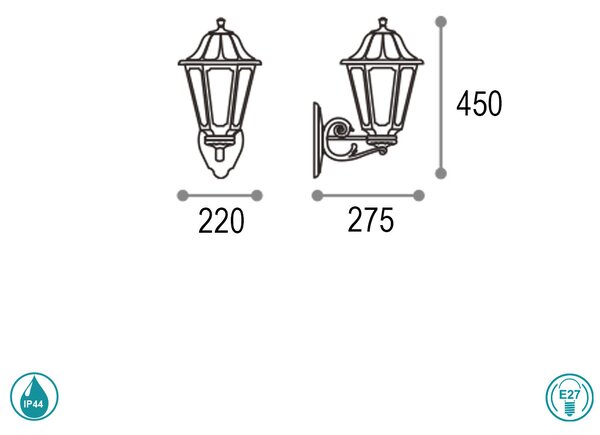 Απλίκα Εξωτερικού Χώρου Ideal Lux Anna 101491 Μαύρη