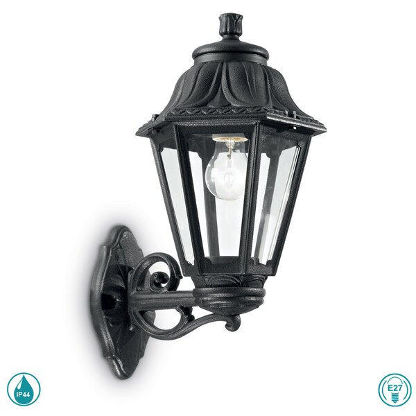 Απλίκα Εξωτερικού Χώρου Ideal Lux Anna 101491 Μαύρη