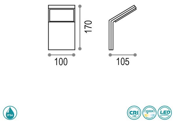 Απλίκα Εξωτερικού Χώρου Ideal Lux Style 246857 Ανθρακί 3000Κ
