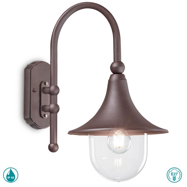 Απλίκα Εξωτερικού Χώρου Ideal Lux Cima 246826 Καφέ
