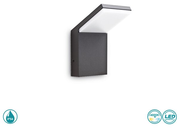 Απλίκα Εξωτερικού Χώρου Ideal Lux Style 209845 Ανθρακί 4000Κ