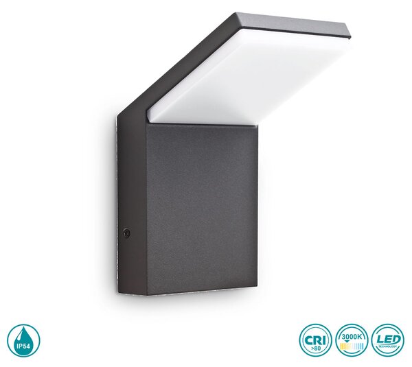 Απλίκα Εξωτερικού Χώρου Ideal Lux Style 246857 Ανθρακί 3000Κ