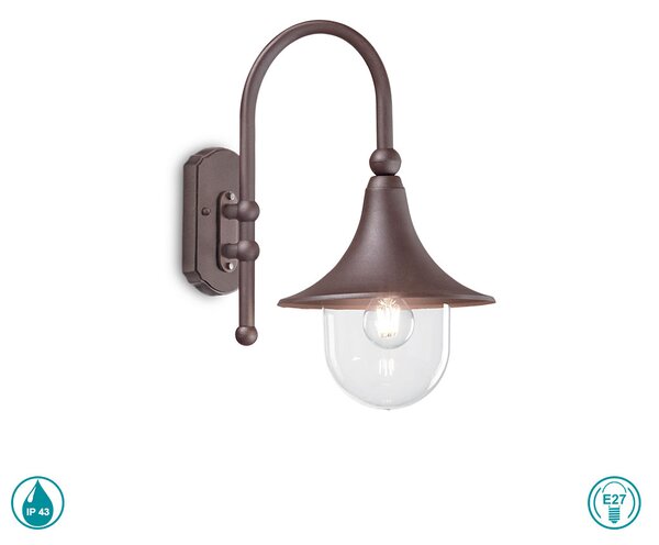 Απλίκα Εξωτερικού Χώρου Ideal Lux Cima 246826 Καφέ