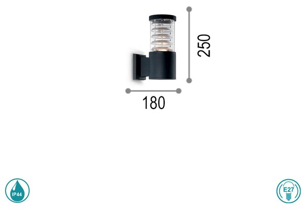 Απλίκα Εξωτερικού Χώρου Ideal Lux Tronco 004716 Μαύρο
