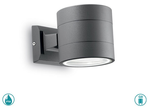 Απλίκα Εξωτερικού Χώρου Ideal Lux Snif Round 061467 Ανθρακί