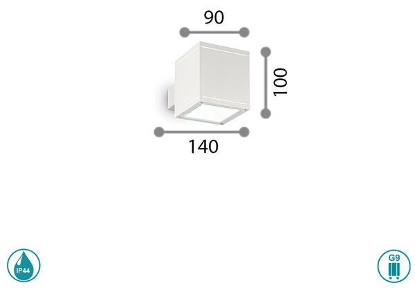 Απλίκα Εξωτερικού Χώρου Ideal Lux Snif Square 144276 Λευκή