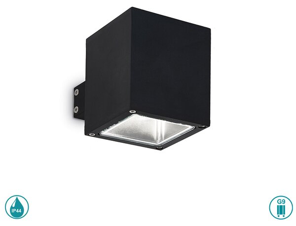Απλίκα Εξωτερικού Χώρου Ideal Lux Snif Square 123080 Μαύρη