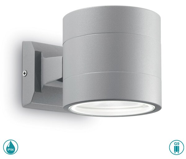 Απλίκα Εξωτερικού Χώρου Ideal Lux Snif Round 061474 Γκρι