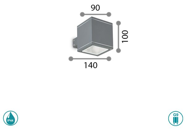 Απλίκα Εξωτερικού Χώρου Ideal Lux Snif Square 121963 Ανθρακί