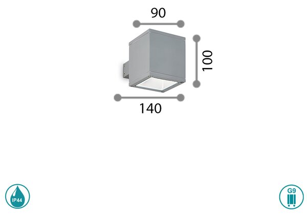 Απλίκα Εξωτερικού Χώρου Ideal Lux Snif Square 118666 Γκρι