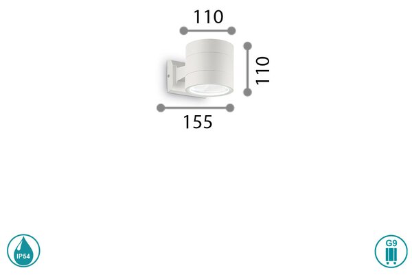 Απλίκα Εξωτερικού Χώρου Ideal Lux Snif Round 144283 Λευκή