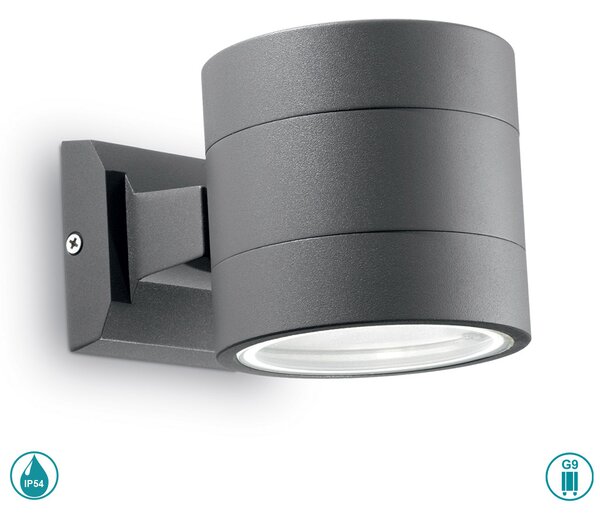 Απλίκα Εξωτερικού Χώρου Ideal Lux Snif Round 061467 Ανθρακί