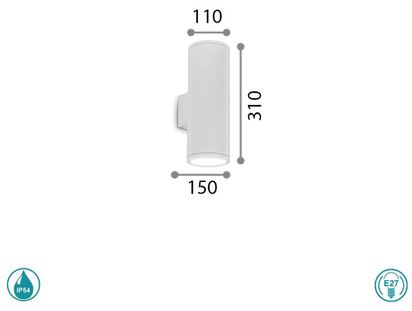 Απλίκα Εξωτερικού Χώρου Ideal Lux Gun 092300 Λευκή
