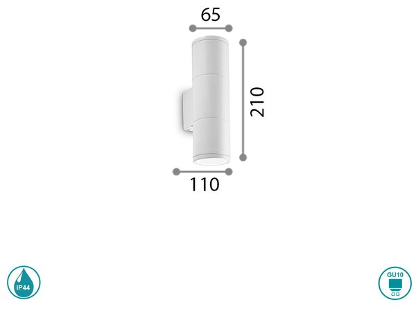 Απλίκα Εξωτερικού Χώρου Ideal Lux Gun 100388 H21 Λευκή