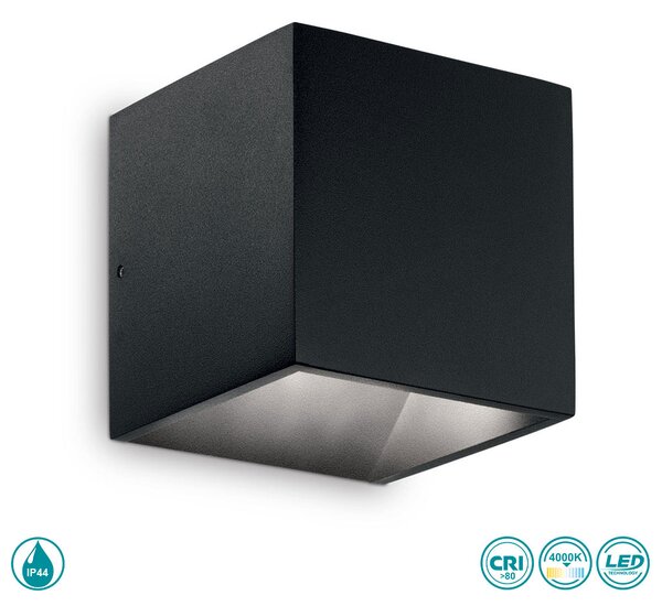 Απλίκα Εξωτερικού Χώρου Ideal Lux Rubik 142302 Μαύρη