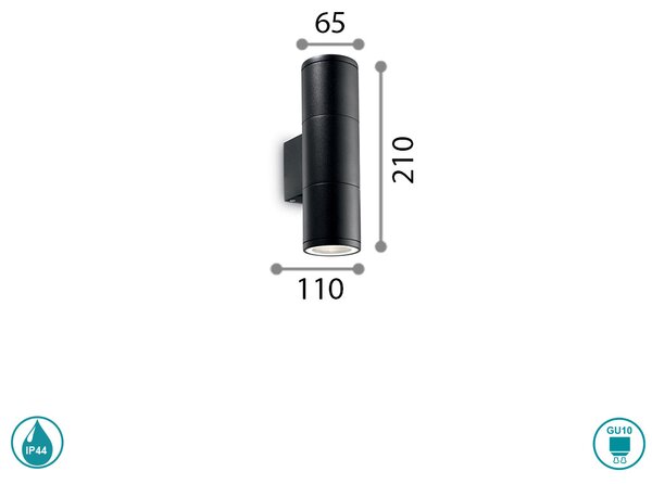 Απλίκα Εξωτερικού Χώρου Ideal Lux Gun 100395 H21 Μαύρο