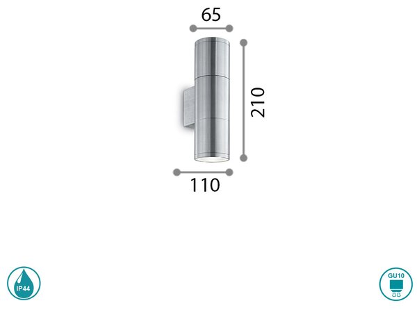 Απλίκα Εξωτερικού Χώρου Ideal Lux Gun 163628 H21 Ασημί