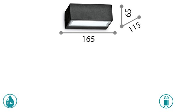 Απλίκα Εξωτερικού Χώρου Ideal Lux Twin 115375 Μαύρη
