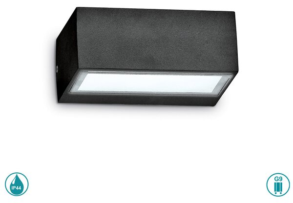 Απλίκα Εξωτερικού Χώρου Ideal Lux Twin 115375 Μαύρη