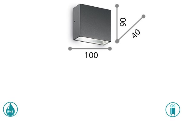Απλίκα Εξωτερικού Χώρου Ideal Lux Tetris-1 113753 Ανθρακί