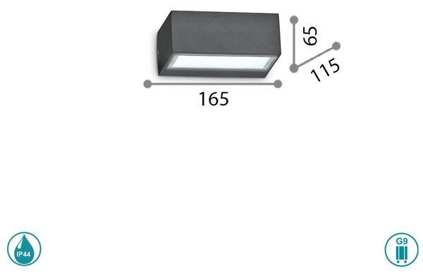 Απλίκα Εξωτερικού Χώρου Ideal Lux Twin 115368 Ανθρακί