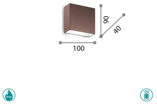 Απλίκα Εξωτερικού Χώρου Ideal Lux Tetris-1 213323 Καφέ