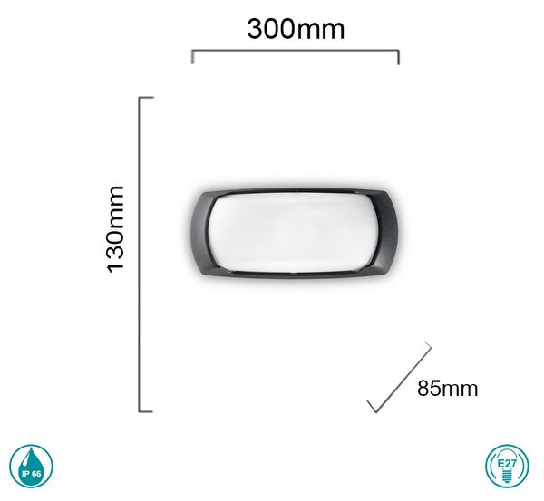 Απλίκα Εξωτερικού Χώρου Ideal Lux Francy 123783 Μαύρη