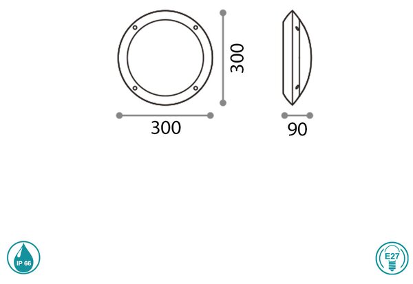 Απλίκα Εξωτερικού Χώρου Ideal Lux Lucia 096698 Μαύρη