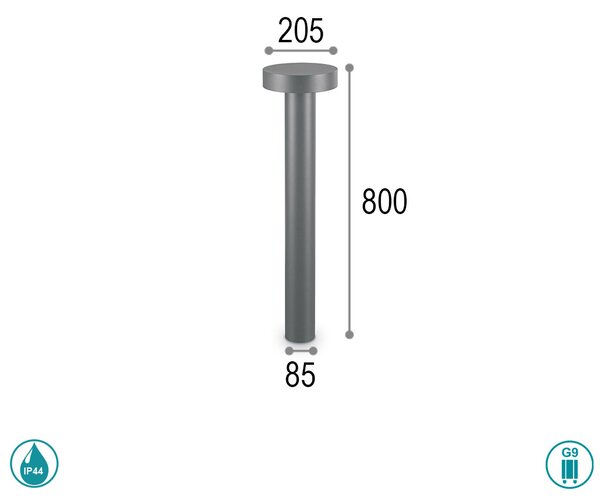 Κολωνάκι Εξωτερικού Χώρου Ideal Lux Tesla 153162 Ανθρακί