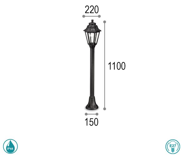 Κολωνάκι Εξωτερικού Χώρου Ideal Lux Anna 101514 Μαύρο