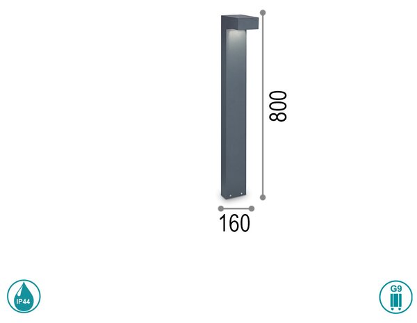Κολωνάκι Εξωτερικού Χώρου Ideal Lux Sirio 115061 Ανθρακί