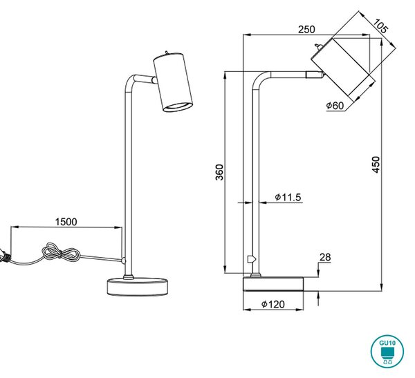 Λάμπα Επιτραπέζια Retro Trio Lighting Marley 512400132 Μαύρο Ματ