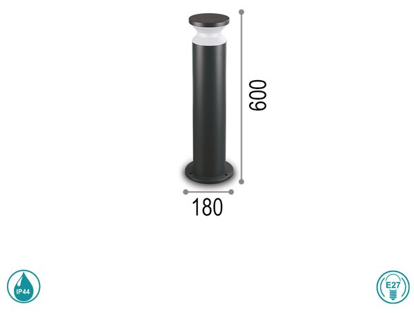 Κολωνάκι Εξωτερικού Χώρου Ideal Lux Torre 186955 H60 Μαύρο