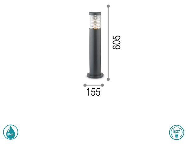 Κολωνάκι Εξωτερικού Χώρου Ideal Lux Tronco 026985 Η60,5 Ανθρακί