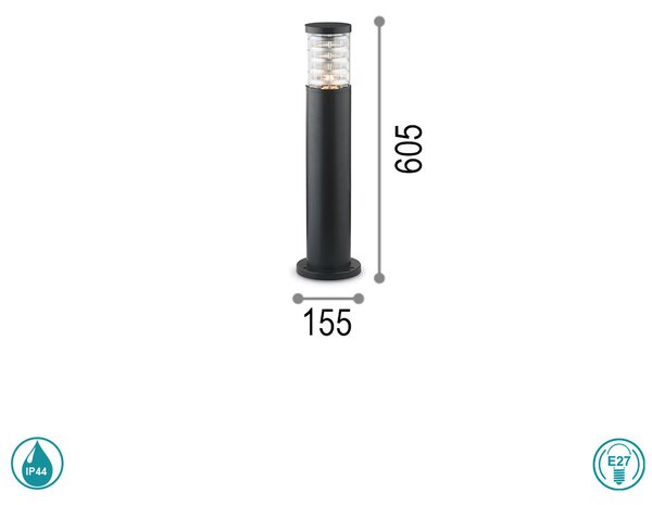Κολωνάκι Εξωτερικού Χώρου Ideal Lux Tronco 004730 Η60,5 Μαύρο
