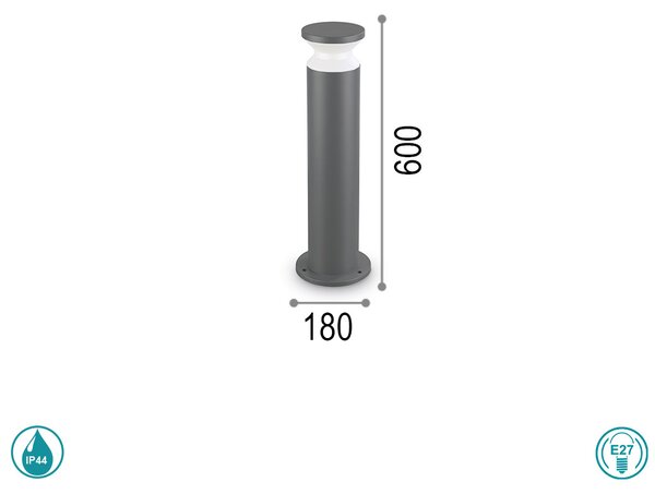 Κολωνάκι Εξωτερικού Χώρου Ideal Lux Torre 162492 H60 Ανθρακί