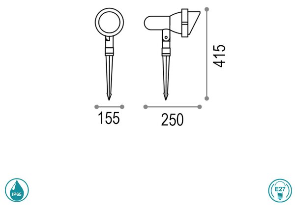 Σποτ Με Καρφί Εξωτερικού Χώρου Ideal Lux Terra 033044 Ανθρακί