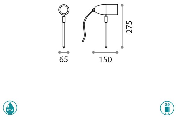 Σποτ Με Καρφί Εξωτερικού Χώρου Ideal Lux Inside 115412 Γκρι