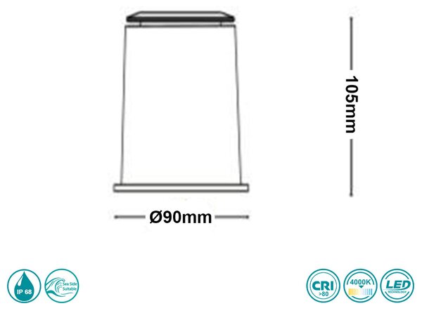 Σποτ Χωνευτό Εξωτερικού Χώρου Ideal Lux Park Led 222875 60°