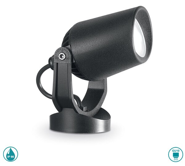 Σποτ Με Καρφί Εξωτερικού Χώρου Ideal Lux Minitommy 120201 4000Κ Μαύρη