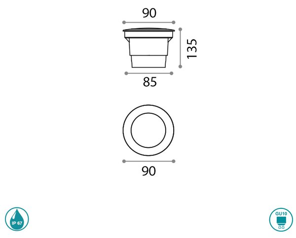 Σποτ Χωνευτό Εξωτερικού Χώρου Ideal Lux Ceci 120249 D9