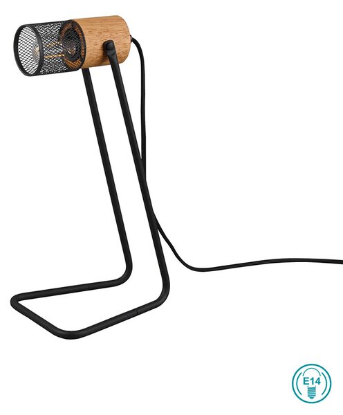 Λάμπα Επιτραπέζια Trio Lighting Tosh 504300132 Ξύλο - Μαύρο Ματ