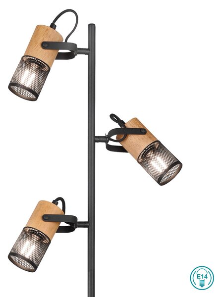 Φωτιστικό Δαπέδου Trio Lighting Tosh 404300332 Ξύλο - Μαύρο Ματ