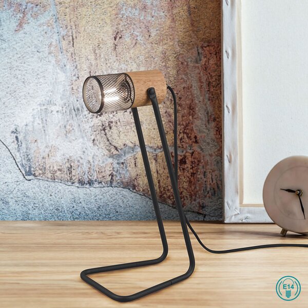 Λάμπα Επιτραπέζια Trio Lighting Tosh 504300132 Ξύλο - Μαύρο Ματ