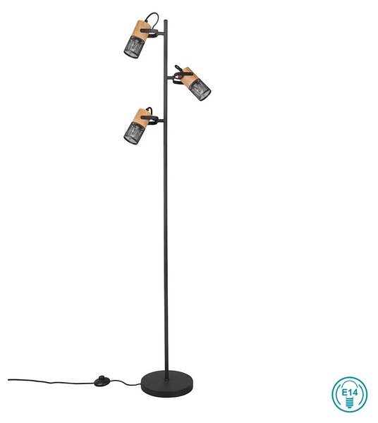 Φωτιστικό Δαπέδου Trio Lighting Tosh 404300332 Ξύλο - Μαύρο Ματ